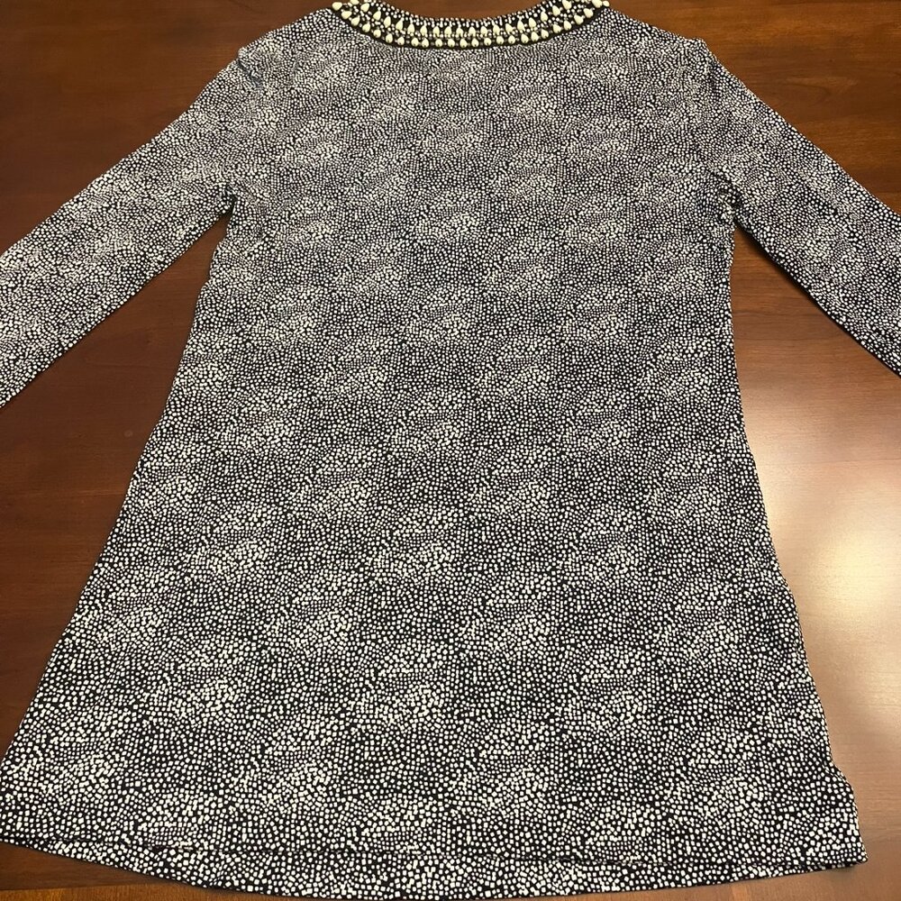 Tory Burch Blue & White Silk Beaded Print Blouse Tunic Top S - Picture 7 of 8